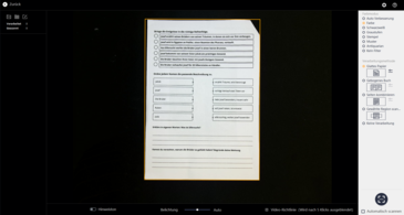 Die Scan-Übersicht in der CZUR-Software mit Schnellauswahl.