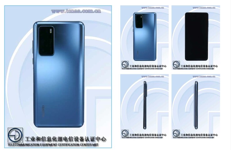 Die TENAA-Zertifizierung zeigt ein Smartphone, das dem aktuellen Huawei P40 5G recht ähnlich sieht. (Bild: TENAA, via ITHome)