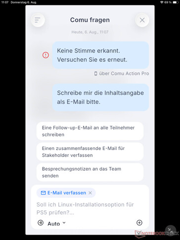 Ist die Spracheingabe eines Prompts nicht direkt von der KI zu erledigen, gibt sie Alternativen.
