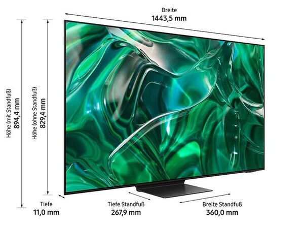 Die Abmessungen der 65-Zoll-Variante des S95C (Bild: Samsung)
