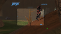 Online-Multiplayer von Halo Combat Evolved auf einem Anbernic RG35XX H in einer Partie auf Blood Gulch mit 23 Spielern.