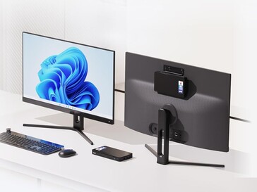 Die Montage ist auf der Rückseite eines Monitors möglich (Bildquelle: MeLE)