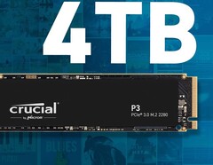 Die 4TB fassende Modellvariante der Crucial P3 SSD hat einen neuen Tiefpreis von 229 Euro erreicht (Bild: Crucial)