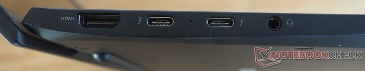 linke Seite: HDMI, 2x USB-C 4 (Thunderbolt 4, DisplayPort, Power Delivery), Audio (Headset/Mic)