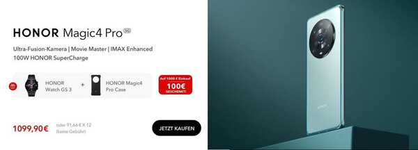 Hammer-Deal: Honor Magic4 Pro mit gratis Honor Watch GS 3 und Magic4 Pro PU Case zum Kracherpreis von 999,90 Euro