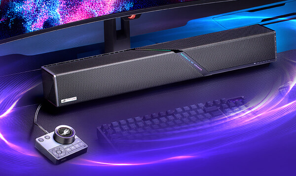 Die ROG Gjallar Gaming-Soundbar mit All-in-One-Audio-Control-Hub