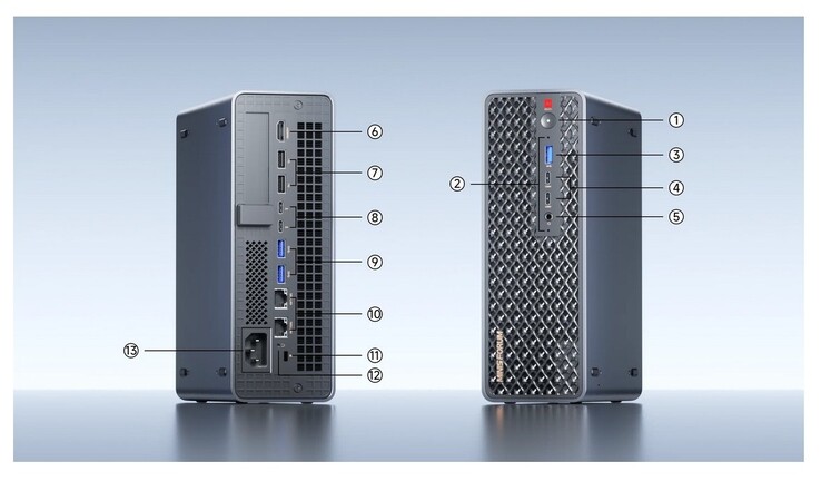 Die externen Anschlüsse am Minisforum MS-S1 Max (Quelle: Minisforum)