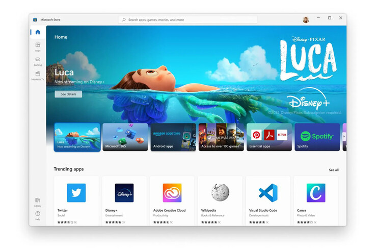 Der Windows Store erhält in Windows 11 mehr als nur ein neues Design. (Bild: Microsoft)
