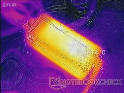 Netzadapter nach einer Stunde intensiver Nutzung, bei der die Temperatur an heißen Stellen bis zu 42 °C erreichen kann