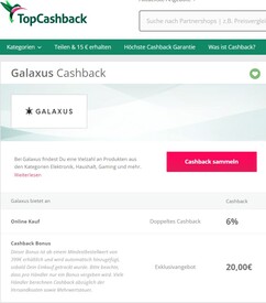 Galaxus TopCashback-Aktion