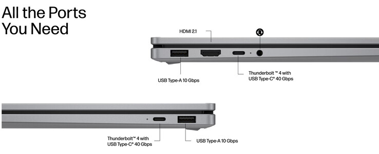 HP bietet USB4 Ports bei AMD-Modellen anstelle des hier gezeigten Thunderbolt 4 Ports.