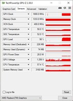 Lenovo Ideapad Flex 5 GPU-Z Sensoren-Tab (im Stresstest)