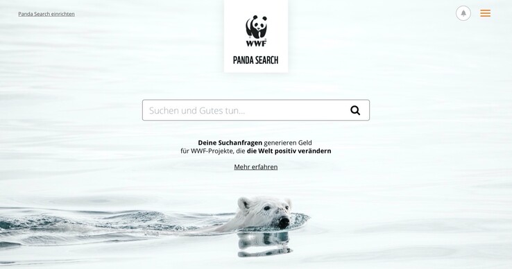 Die Startseite ist schlicht und funktional, wie man es sich von einer Suchmaschine wünscht. (Bild: Panda Search)
