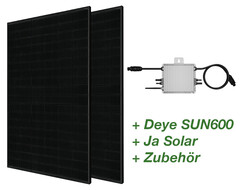 Balkonkraftwerk mit effizientem Deye SUN600 für optimale Solarerträge (Bild: Deye, Ja Solar, bearbeitet)