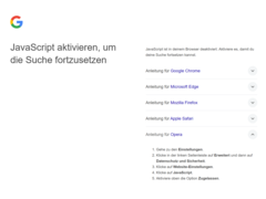 Google-Suche nur noch mit JavaScript (Bildquelle Screenshot Google Suche)