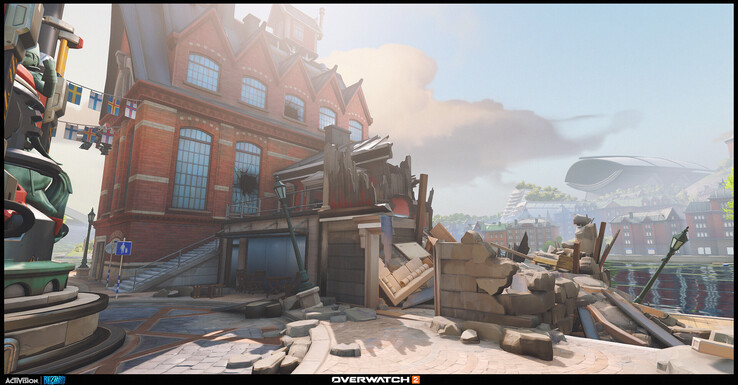 Von Trümmern übersäte Straßen und teilweise zerstörte Innenräume in Overwatch 2 unterstreichen das erzählerische Umgebungsdesign der vom Krieg gezeichneten Schauplätze der Story-Missionen.