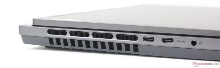 Links: USB-C 3.2 Gen. 2 mit DisplayPort 1.4, USB-C 3.2 Gen. 2 mit DisplayPort 1.4 + Power Delivery, 3,5-mm-Kopfhörer