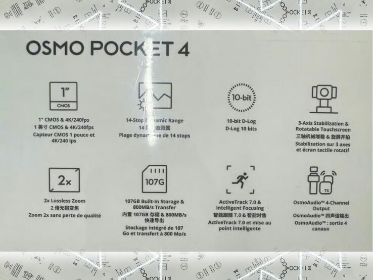Ein weiteres geleaktes Bild der Verpackung der DJI Osmo Pocket 4 scheint nun 4K-Video mit 240fps zu bestätigen