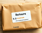 Retoure-Paket mit Kundenbewertung darauf