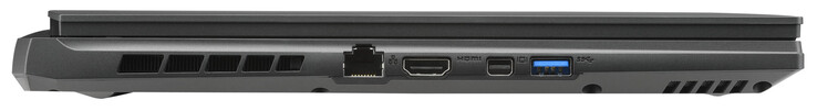 Linke Seite: Gigabit-Ethernet, HDMI 2.1, Mini Displayport 1.4, USB 3.2 Gen 1 (USB-A)