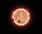 Illustration eines Sterns und zwei Planeten