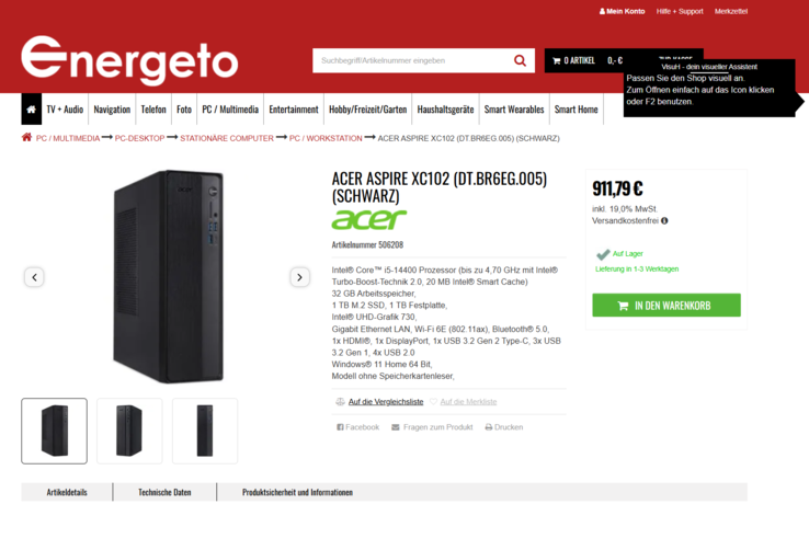 Acer Aspire XC102 (DT.BR6EG.005) für 911,79 Euro.