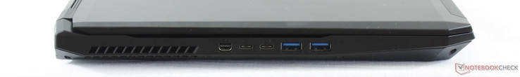 links: Mini DisplayPort, 2x USB 3.1 Typ C Gen 2, 2x USB 3.0