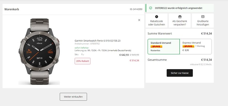 Der Endpreis ist durch Eingabe des Gutscheincodes OSTEREI22 realisierbar
