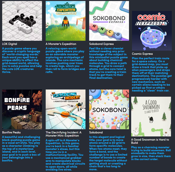 Alle Spiele aus der Draknek and Friends Kollektion (Bildquelle: Humble Bundle)