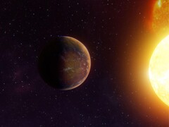Eine Illustration zeigt einen Exoplaneten in unmittelbarer Nähe zu seinem Stern