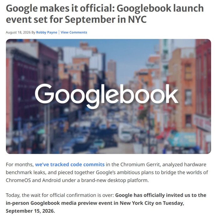 Chrome Unboxed hat eine Einladung zu einem Googlebooks-Medienevent erhalten.
