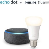 Echo Dot (3. Gen.) + Philips Hue White-Lampe (Bilder: Amazon)