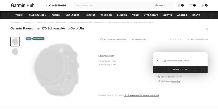 Ein russischer Onlineshop listet bereits eine Forerunner 170.