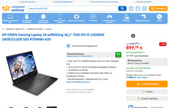 HP Omen 16-wf0455ng für 899 Euro.