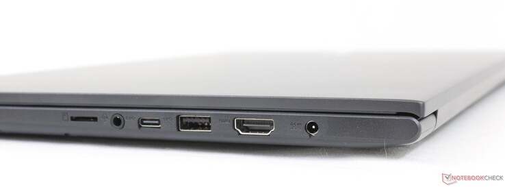 Rechts: MicroSD-Leser, 3,5 mm Combo Audio, USB-C, USB-A 3.2 Gen. 1, HDMI 1.4