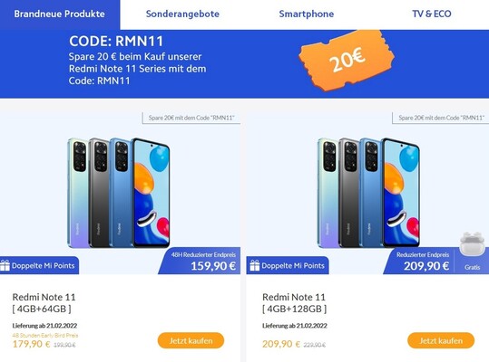 Redmi Note 11: Die brandneuen Xiaomi-Phones locken mit günstigen Preisen und attraktiven Bundles.