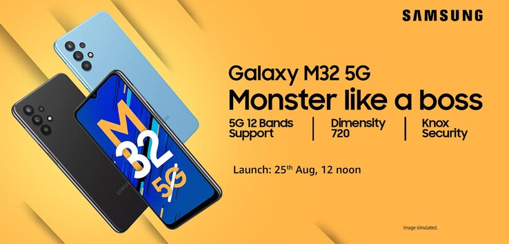 Das Galaxy M32 5G wird am 25. August in Indien vorgestellt (Bild: Samsung/Amazon)