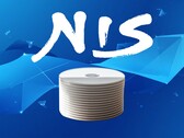 NIS America Logo über einem Stapel von PS5-Discs