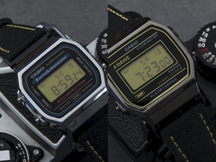 Die neuen, von Nikon inspirierten Casio Uhren gibt es in drei Varianten: Schwarz, Titan und Chrom. Abgebildet: Die Varianten in Chrom und Schwarz.