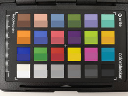 ColorChecker-Farbkarte: In der unteren Hälfte jedes Feldes sind die Originalfarben abgebildet