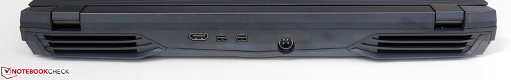 Rückseite: HDMI 2.0, 2x Mini-DisplayPort 1.3, Netzteilanschluss
