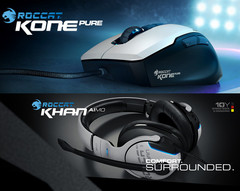 Jetzt auch in Weiß: Roccat Khan Aimo 7.1 RGB Gaming-Headset und Kone Pure Owl-Eye Optical Gaming-Maus.