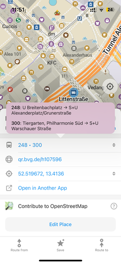 Bus-Linien-Auswahl in Berlin.