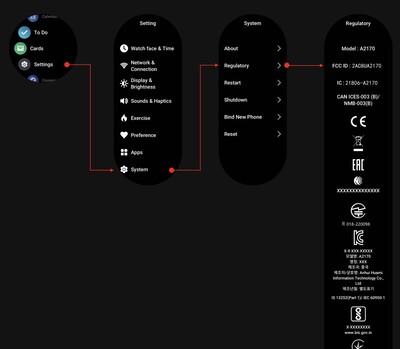 Die Menüstruktur ist erkennbar (Bild: Amazfit/FCC)