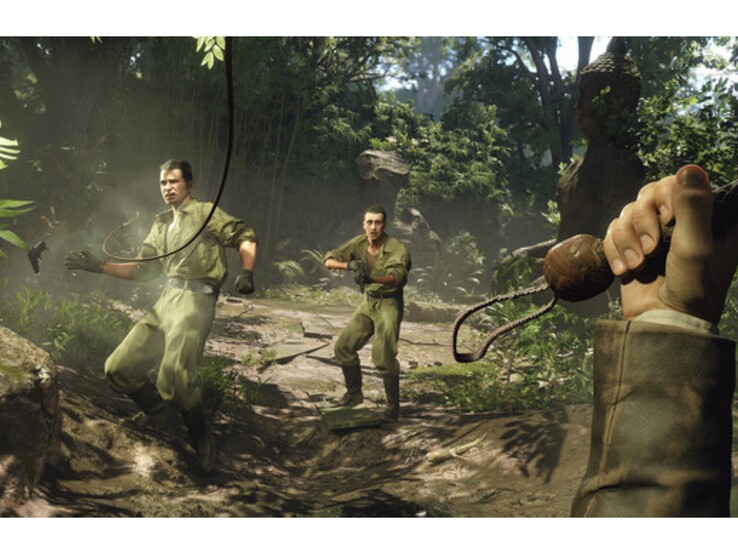 Indis Hauptwerkzeug ist – wie könnte es auch anders sein – seine Peitsche. Damit kann er sich über tiefe Schluchten schwingen, Gegnern die Beine wegziehen oder sie ablenken, um sich unbemerkt vorbeizuschleichen. (Quelle: Steam)