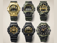 Vier dieser sechs Casio-Camouflage-Uhren sind gestartet