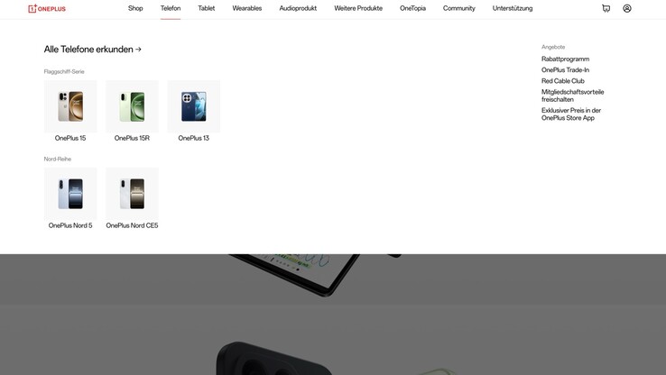 Die Webseite von OnePlus Deutschland bewirbt nur noch ausgewählte Produkte.
