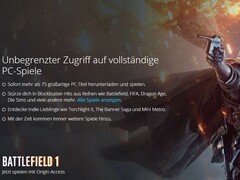 Battlefield 1 ist nun Bestandteil von Origin Access und EA Access
