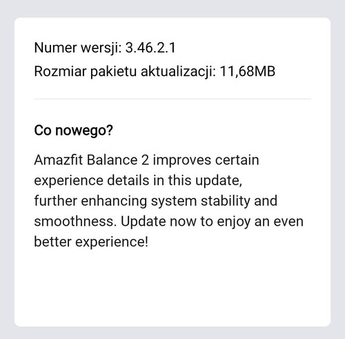 Patchnotes für die Amazfit Balance 2 Smartwatch-Firmware 3.46.0.1