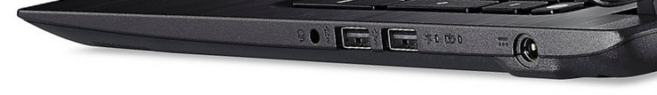 Rechte Seite: kombinierter Audioanschluss, 2x USB 2.0, Netzanschluss